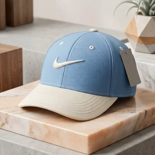Nike Club Structured Swoosh Cap – Light Blue & White (4-12 years)