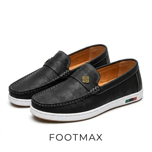 Black Suede Loafers — Gold Bit Leather Design