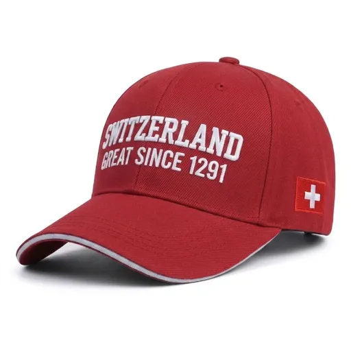 Curved Brim Red Baseball Cap for Switzerland Activity