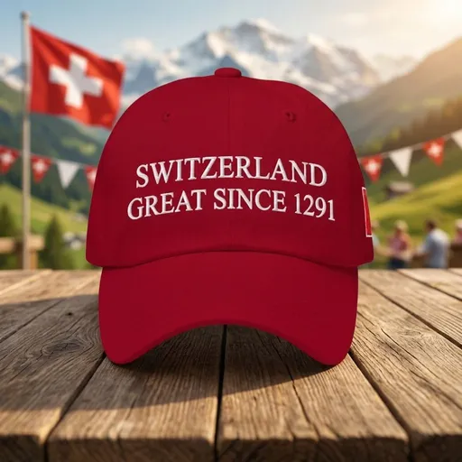 Curved Brim Red Baseball Cap for Switzerland Activity