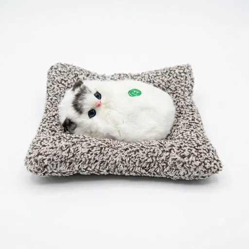 Realistic Sleeping Cat Plush Toy with Soft Cushion