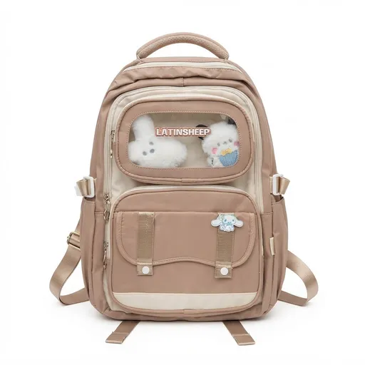 Cute Kids School Backpack – Latte Brown Cartoon Edition
