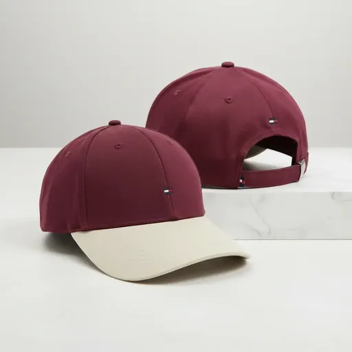 Tommy Hilfiger Classic Baseball Cap | Branded Cap for Men | Claret & Cream