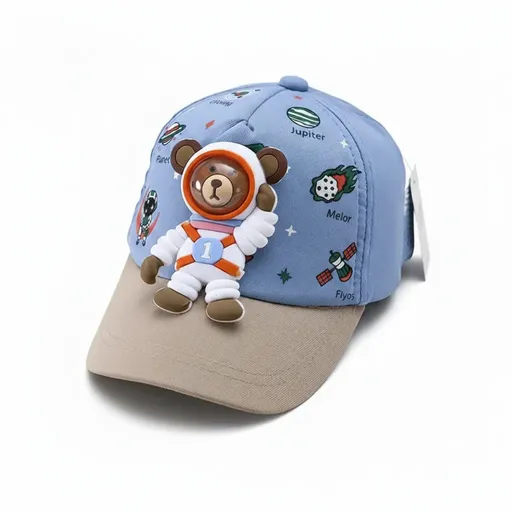 AstroBuddy 3D Bear Kids Cap for Boys & Girls (1–8 Years) | Cute Cartoon Design