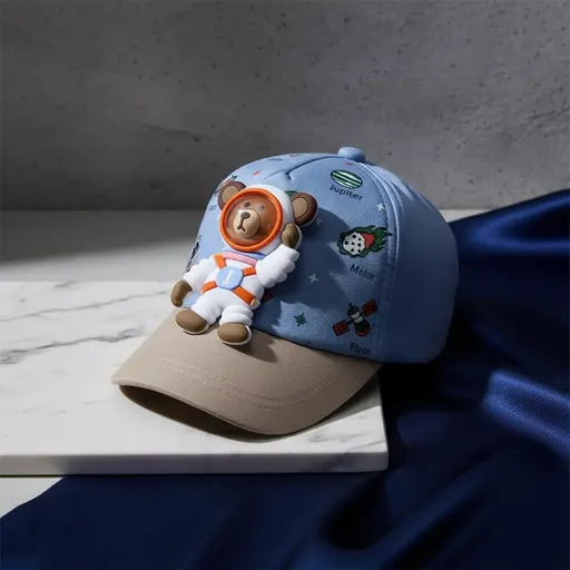 AstroBuddy 3D Bear Kids Cap for Boys & Girls (1–8 Years) | Cute Cartoon Design