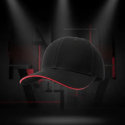 Black Baseball Cap with Red Trim Brim – Modern Limited Collection