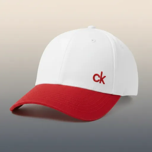 Calvin Klein Colorblock Baseball Cap – White & Flame Scarlet | Premium Designer Hat