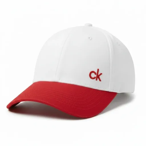 Calvin Klein Colorblock Baseball Cap – White & Flame Scarlet | Premium Designer Hat