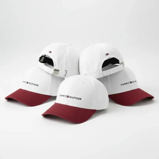 Tommy Hilfiger Established Baseball Cap – White & Burgundy | Premium Designer Hat