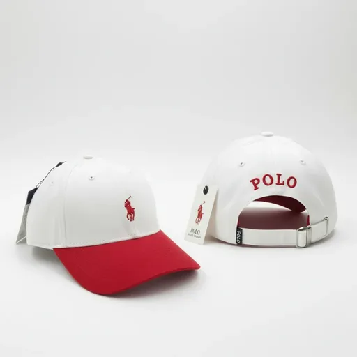 Polo Ralph Lauren Pony Baseball Cap – White & Red | Premium Designer Hat