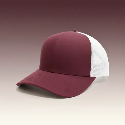 Maroon/White Trucker Snapback – Classic Mesh Back Baseball Cap