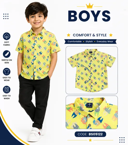 Baby Boss Boys Travel Print Half Sleeve Shirt