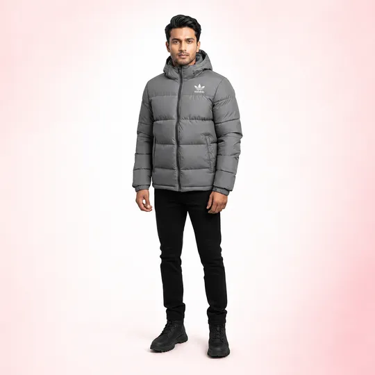 Adidas Premium Sherpa Heavy Hooded Jacket Ash