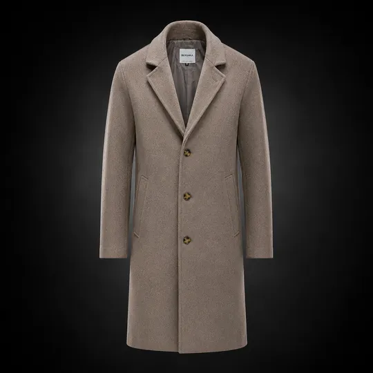 Men Premium Long Coat Light Brown