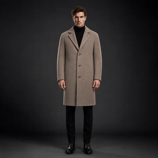 Men Premium Long Coat Light Brown