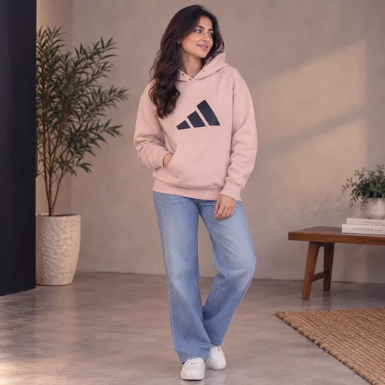 Adidas Essentials Fleece Big Logo Hoodie Pink