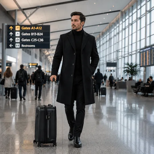 Men Premium Long Coat Black 