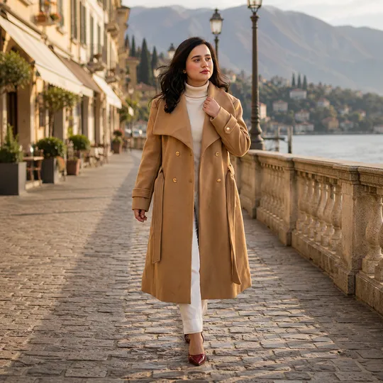 Women New Premium Long Coat Brown