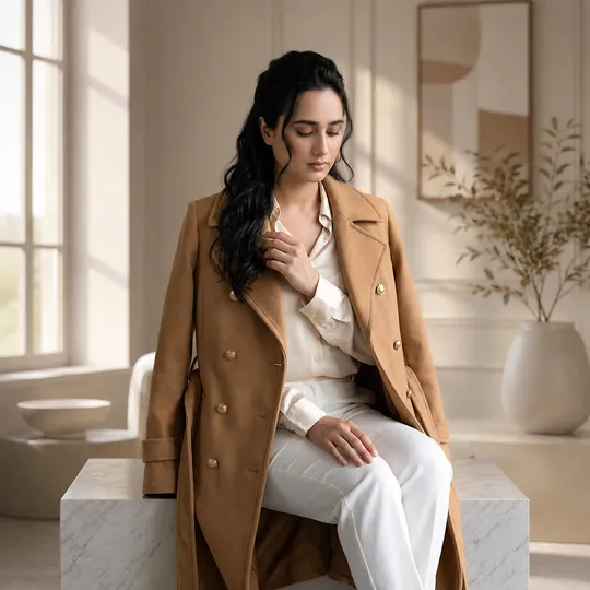 Women New Premium Long Coat Brown