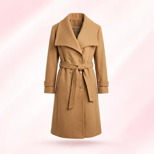 Women New Premium Long Coat Brown