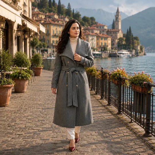 Women New Premium Long Coat Ash