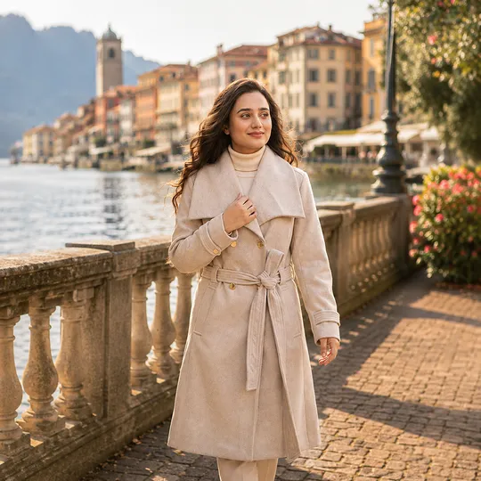 Women New Premium Long Coat White