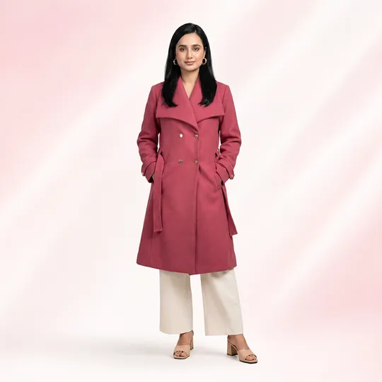 Women New Premium Long Coat Red