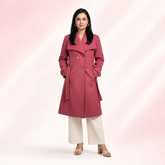 Women New Premium Long Coat Red