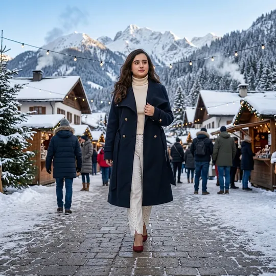 Women New Premium Long Coat Navy