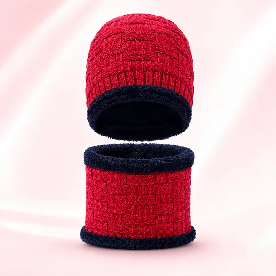 Beanie Hat & Scarf Set - Red