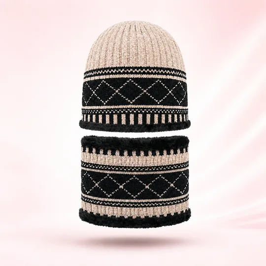 Beanie Hat & Scarf Set - Brown