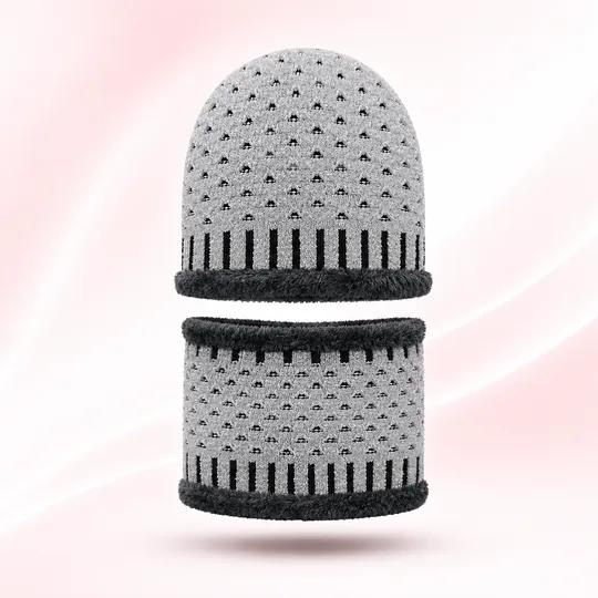 Beanie Hat & Scarf Set - Gray