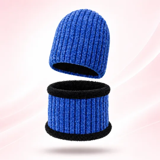 Beanie Hat & Scarf Set - Blue