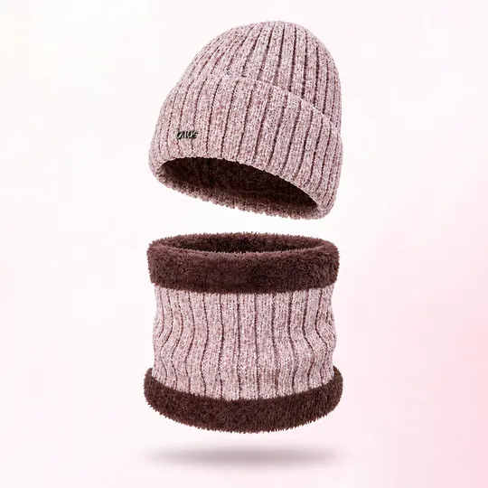 Beanie Hat & Scarf Set - Pink