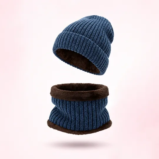 Beanie Hat & Scarf Set - Navy