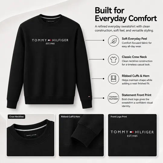 Tommy Hilfiger Brushed Fleece Sweatshirt Black
