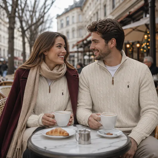 Cable-Knit Quarter-Zip High Neck Cream