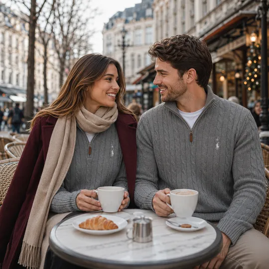 Cable-Knit Quarter-Zip High Neck  Ash