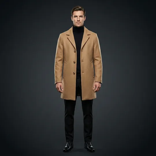 Men Premium Long Coat Brown 