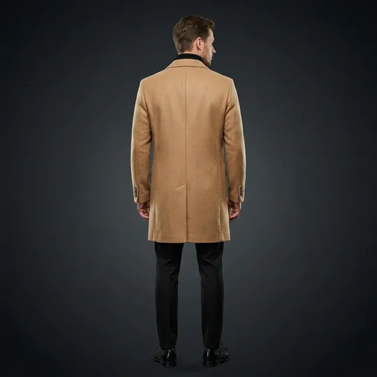 Men Premium Long Coat Brown 