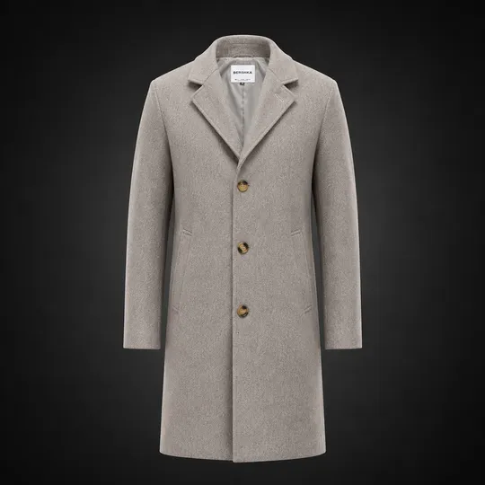 Men Premium Long Coat Beige
