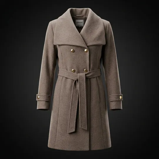 Women New Premium Long Coat Light Coffee