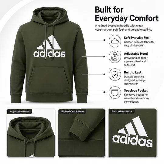 Adidas Essentials Fleece Big Logo Hoodie Green