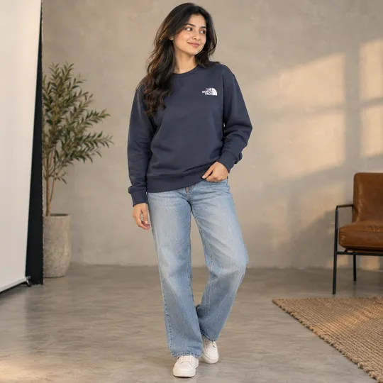 TNF One Side Fleece Sweatshirt Navy Blue