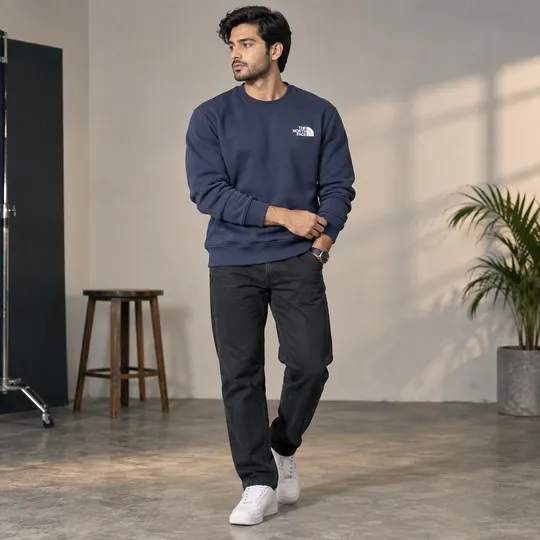 TNF One Side Fleece Sweatshirt Navy Blue