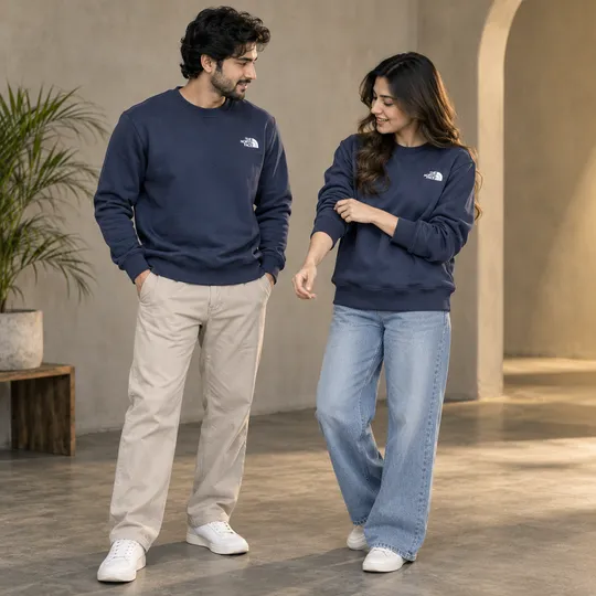 TNF One Side Fleece Sweatshirt Navy Blue