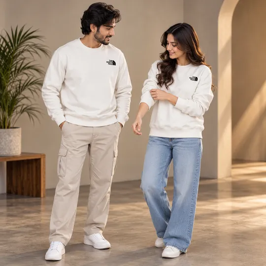 TNF One Side Fleece Sweatshirt White 