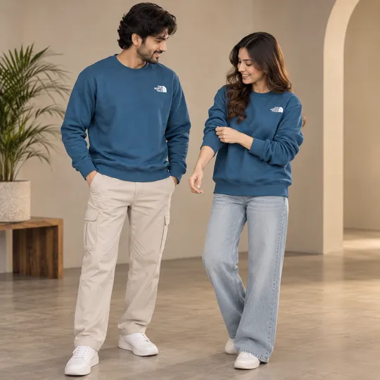 TNF One Side Fleece Sweatshirt Blue