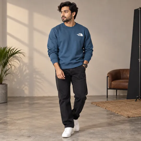 TNF One Side Fleece Sweatshirt Blue