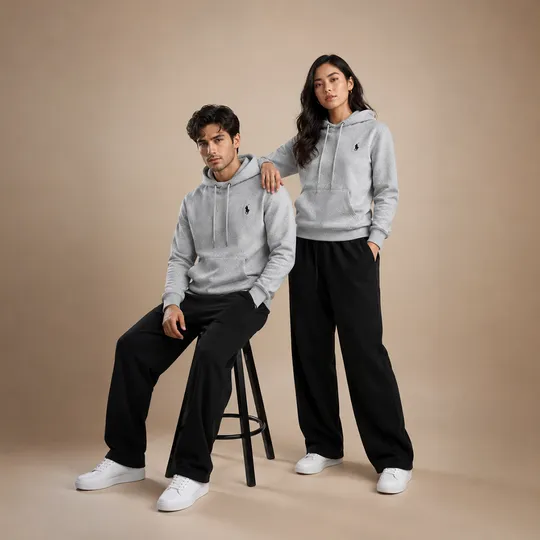   Polo Ralph Essentials Fleece with Logo Hoodie ASH